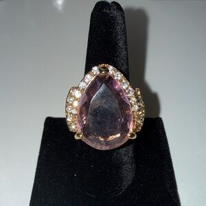 ARNOLD SCAASI gold plated pink glass cocktail ring